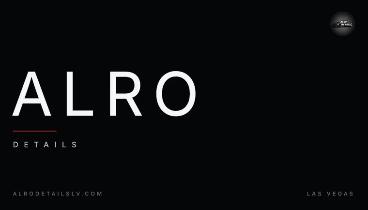 ALRO Details business card, minimal light type on black