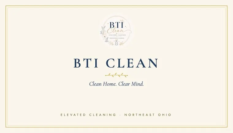 BTI Clean business card, cream with gold frame