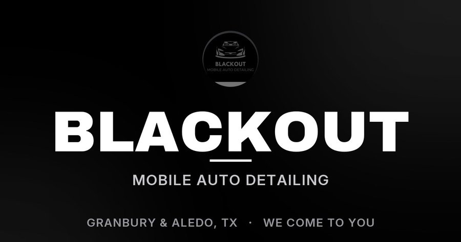 Blackout Detailing brand banner: minimal white lettering on black