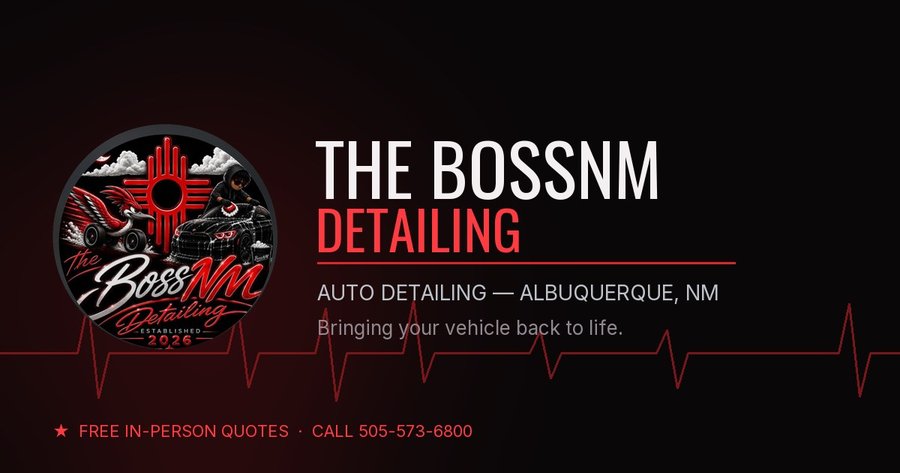 The BossNM brand banner: red Zia sun logo on black, Albuquerque NM